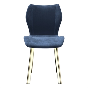 Dining Chair with Blue velvet Seat and Gold Legs (Set of 4)
