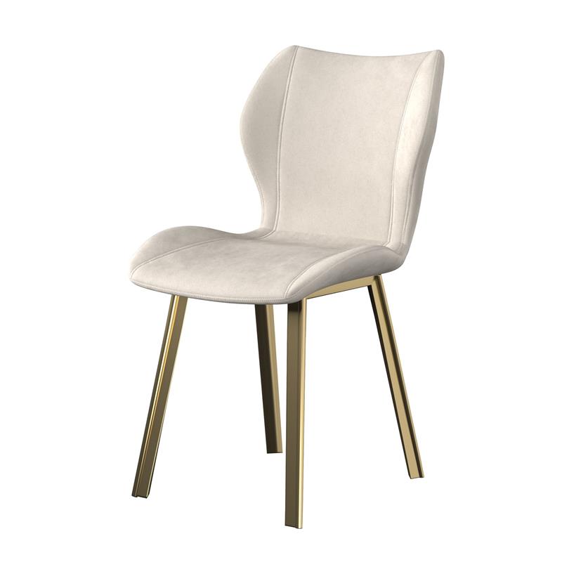 Fabric Dining Chair/Gold Legs Cream velvet Set of 4