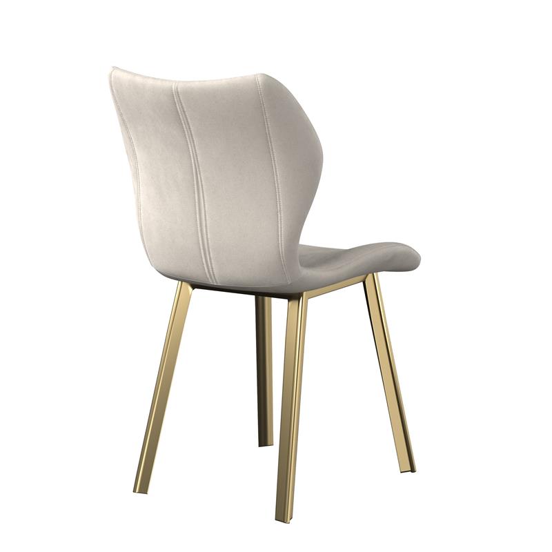 Fabric Dining Chair/Gold Legs Cream velvet Set of 4