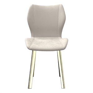 Fabric Dining Chair/Gold Legs Cream velvet Set of 4
