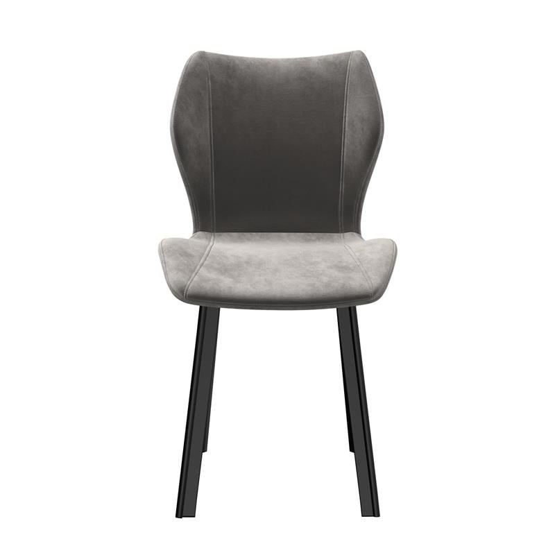 Fabric Dining Chair/Black Legs Gray velvet Set of 4