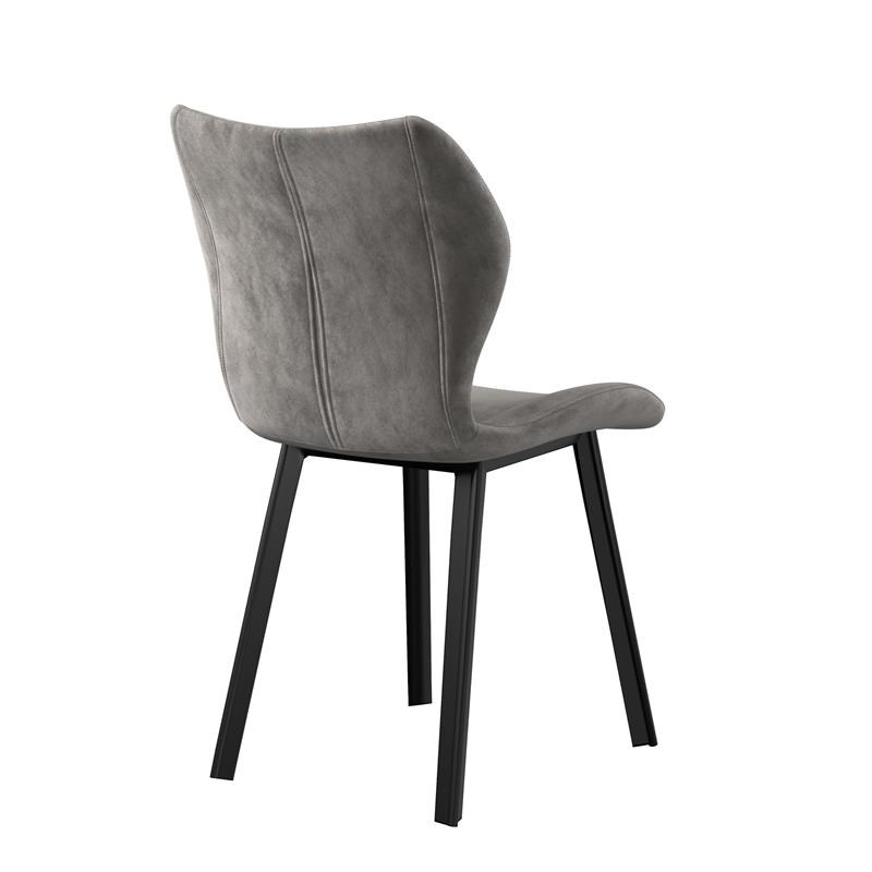 Fabric Dining Chair/Black Legs Gray velvet Set of 4