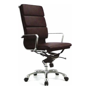 High Back Thick Padded Leatherette Office Chair in Black