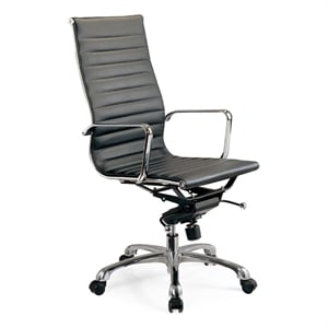 High Back Gray Leather Office Chair with Recliner Locks Swivel