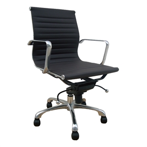 Low Back Black  Leather Office Chair with Recliner Locks Swivel