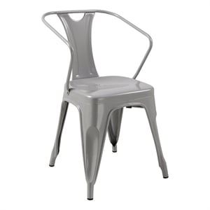 Natural Gray Metal Chair with Arm (Set of 4)
