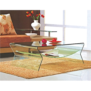 bent glass coffee table with frosted shelf clear