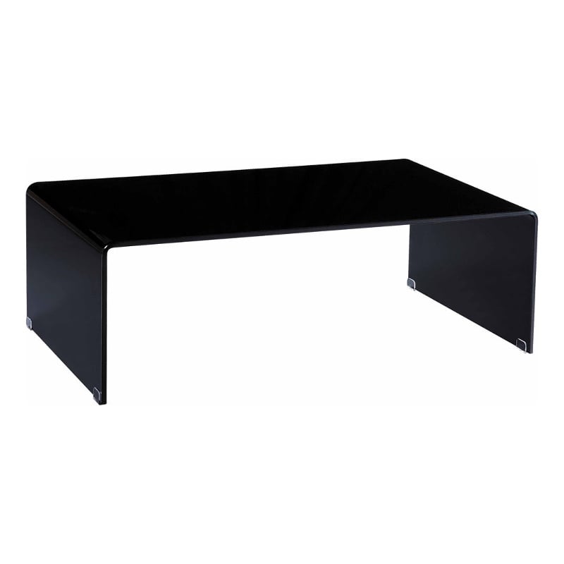 Black Tempered Glass Bent Waterfall Coffee Table