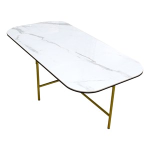 Contemporary coffee table with ceramic top and Golden Metal frame