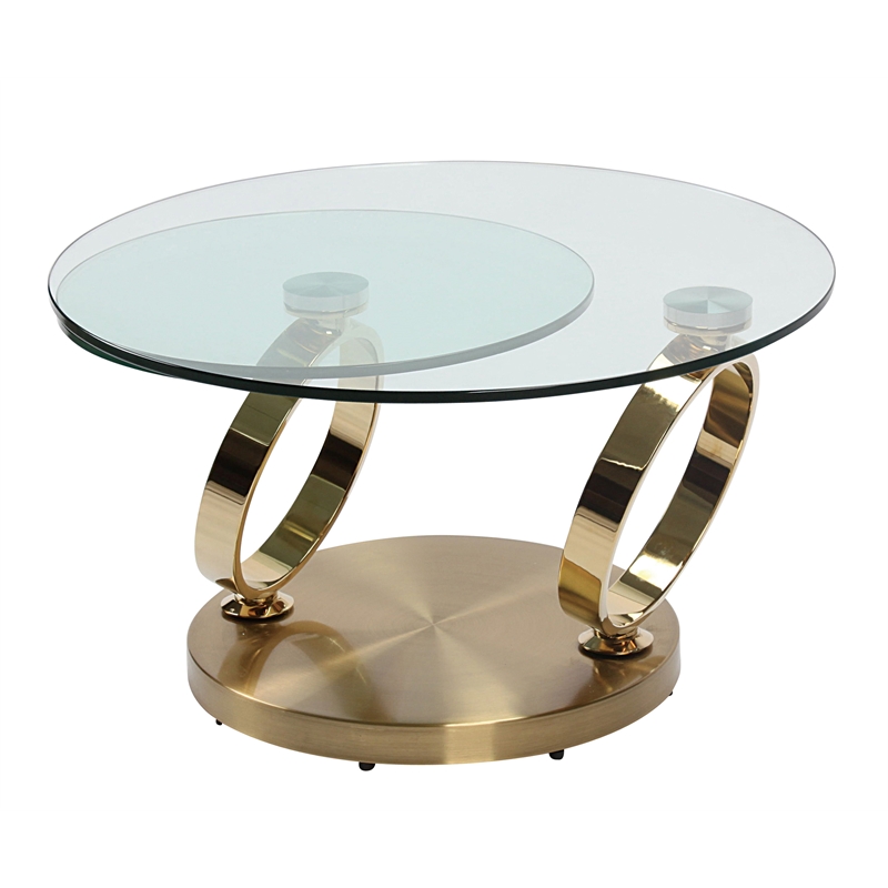 Motion Coffee Table with Glass Gold Base