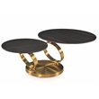 Motion Black ceramic top Coffee Table with brushed Gold Base