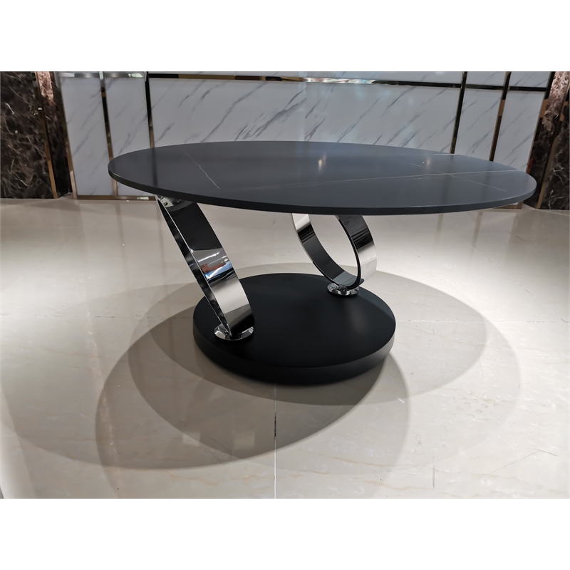 Motion Black ceramic top Coffee Table with Stainless Steel