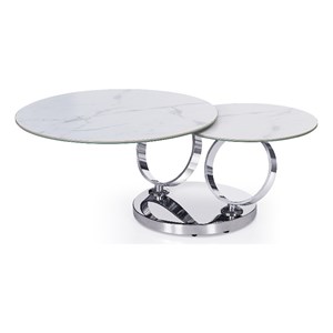 Motion White ceramic top Coffee Table with Stainless Steel