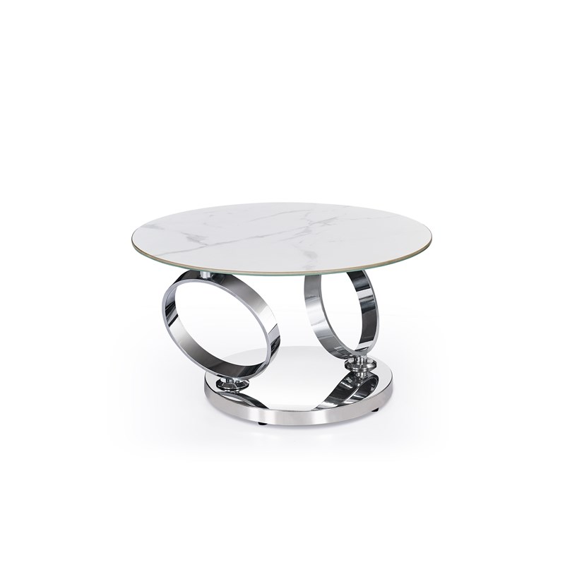 Motion White ceramic top Coffee Table with Stainless Steel