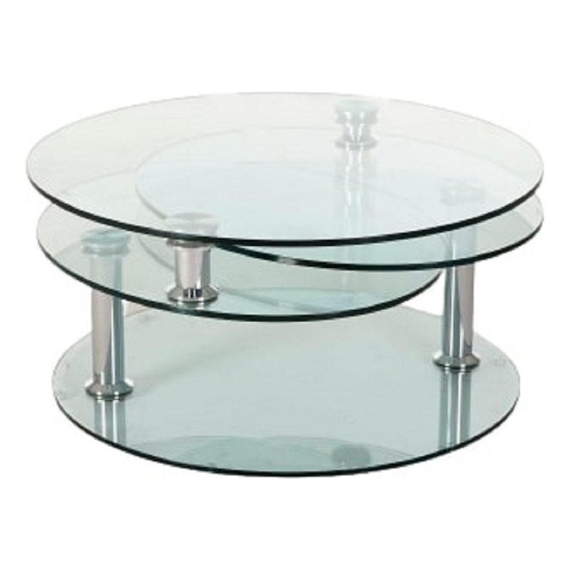Motion Glass Coffee Table with Clear Base