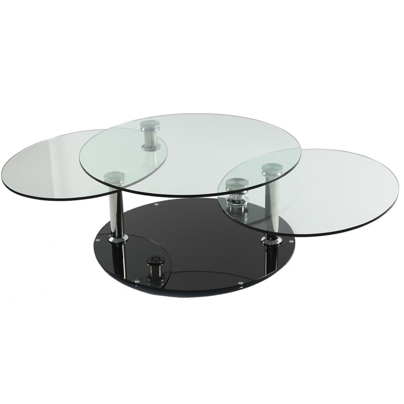 Motion  Glass Coffee Table with Black Base