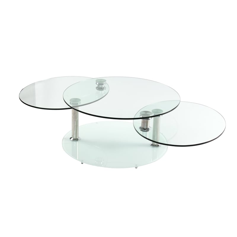 Motion  Glass Coffee Table with White Base