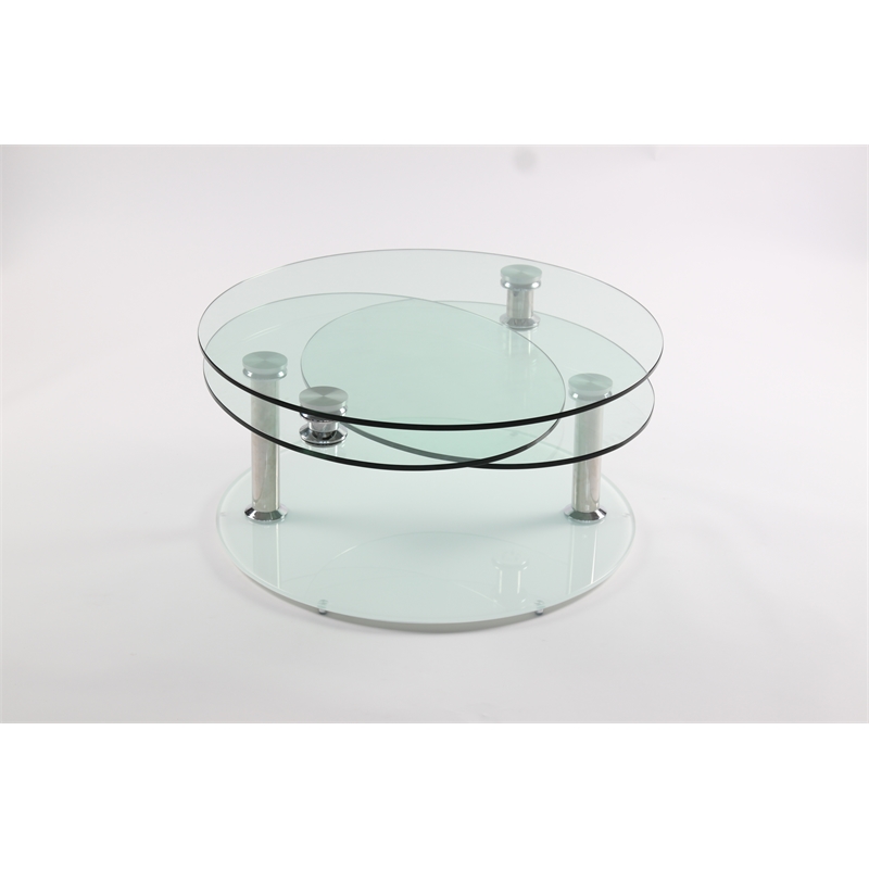 Motion  Glass Coffee Table with White Base