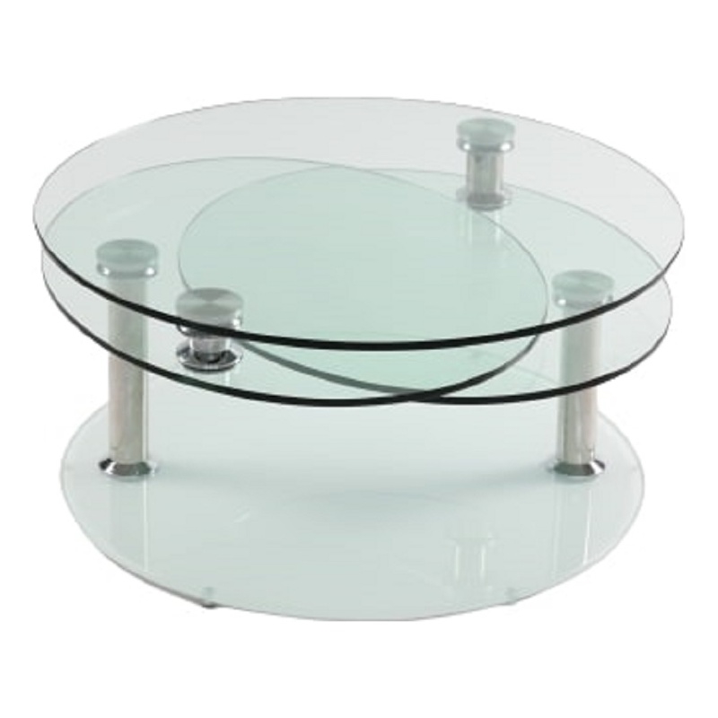 Motion  Glass Coffee Table with White Base