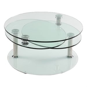 Motion  Glass Coffee Table with White Base