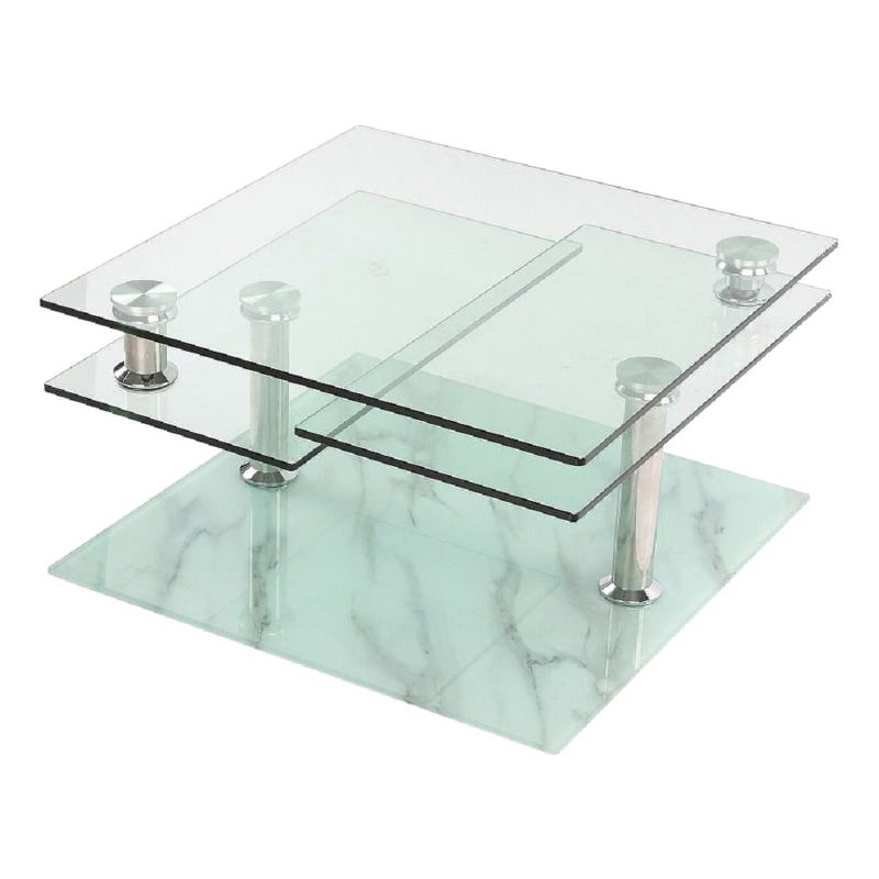 Motion Glass Coffee Table with Marble Glass Base