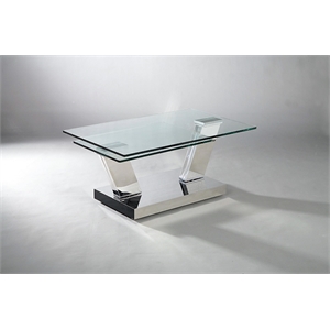 Motion Clear Glass Coffee Table with Stainless Steel Base