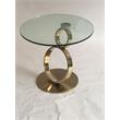End Table with Clear Glass Top and Gold Base Round 24