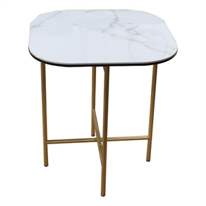 End Table with Ceramic top and Gold Metal frame