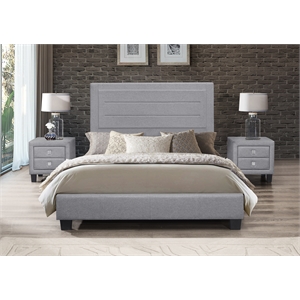 Contemporary fabric eastern king size bed frame in gray color