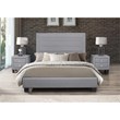 Queen Bed Frame with Gray Upholstered Headboard