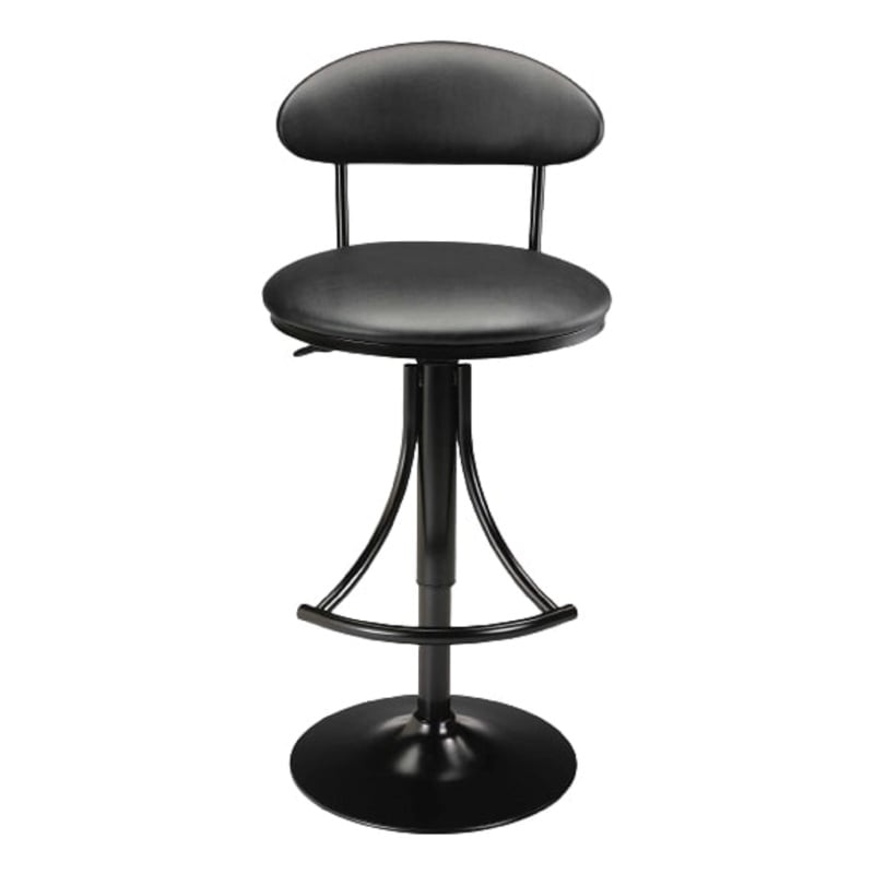 Luna adjustable Stool with Black frame and Black Leather seat Set of 2