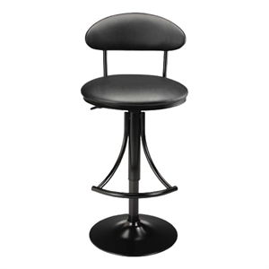 Luna adjustable Stool with Black frame and Black Leather seat Set of 2