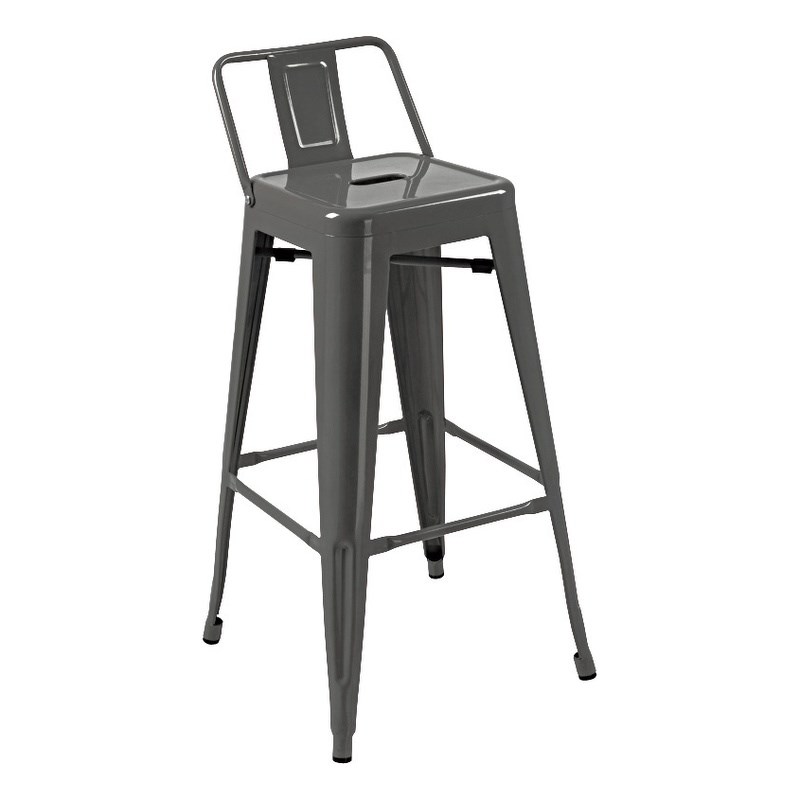Metal Bar Stool in Natural Gray (Set of 4)
