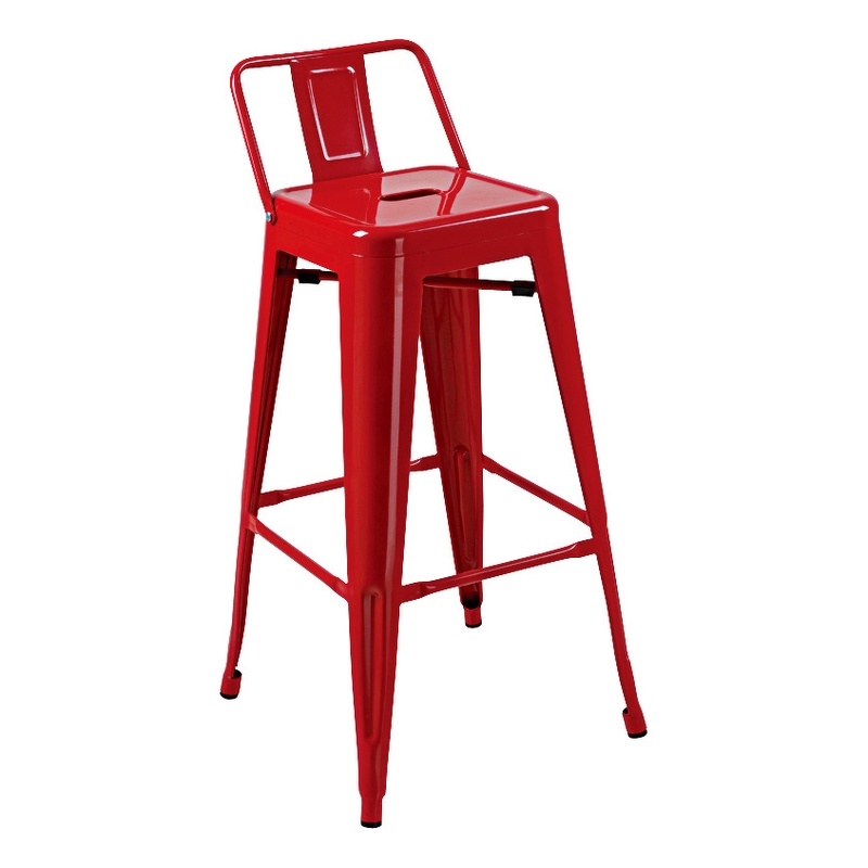 Metal Bar Stool in Red (Set of 4)