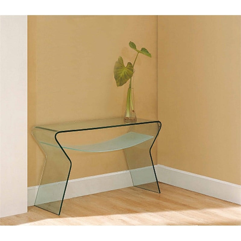 Bent Glass Sofa Table with Frosted Shelf Clear 47