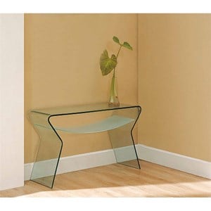 Bent Glass Sofa Table with Frosted Shelf Clear 47&quotx16&quotx31.5&quot