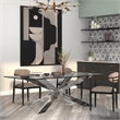 Rectangle Clear Glass Dining Table with Chrome Base