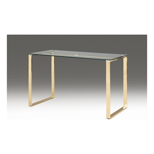 clear glass desk with gold base