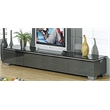 TV Stand with Black glass top and Gray Mirror drawers and Chrome Legs