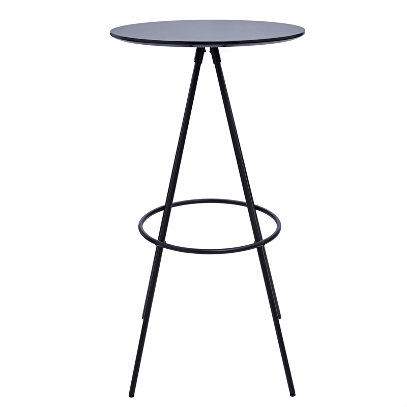 Modern Black MDF Wood top Bar Table with Metal Table Legs