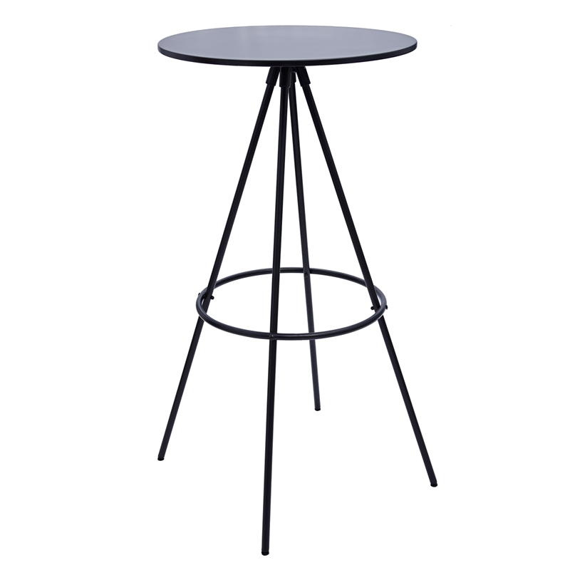 Modern Black MDF Wood top Bar Table with Metal Table Legs