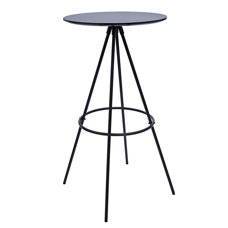 Modern Black MDF Wood top Bar Table with Metal Table Legs