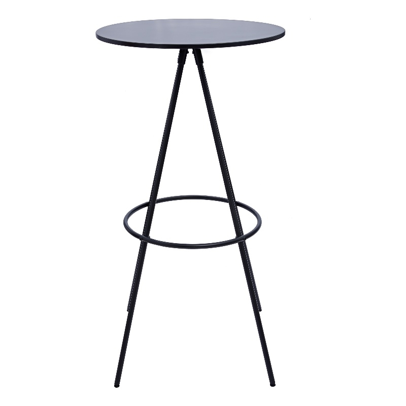 Modern Black MDF Wood top Bar Table with Metal Table Legs