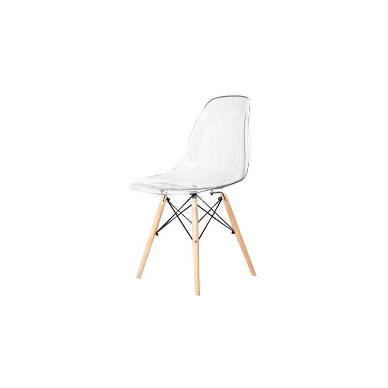 Clear Plastic with Fiberglass Chair Wood with Metal Core Legs (Set of 2)