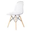 Clear Plastic with Fiberglass Chair Wood with Metal Core Legs (Set of 2)