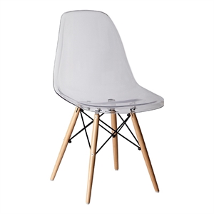 clear plastic chair with wood legs (set of 2)