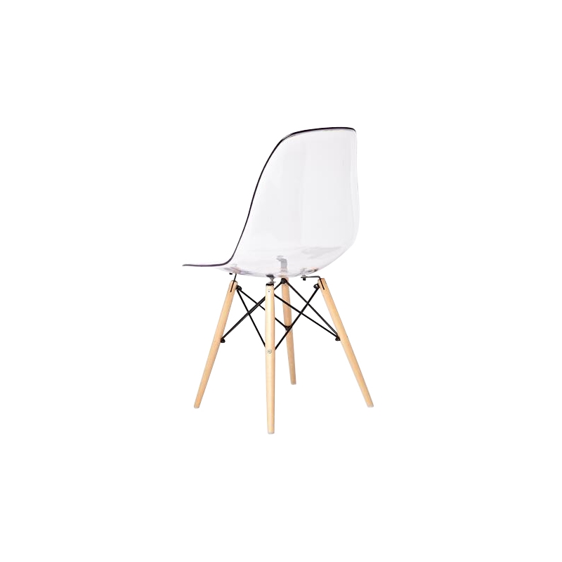Clear Plastic with Fiberglass Chair Wood with Metal Core Legs (Set of 2)