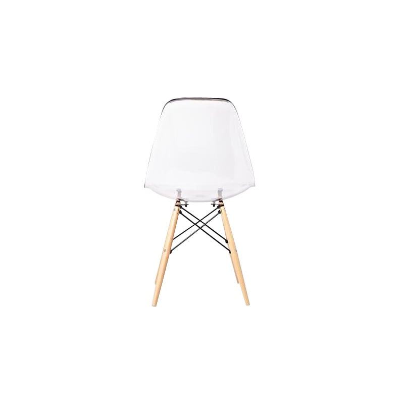 Clear Plastic with Fiberglass Chair Wood with Metal Core Legs (Set of 2)