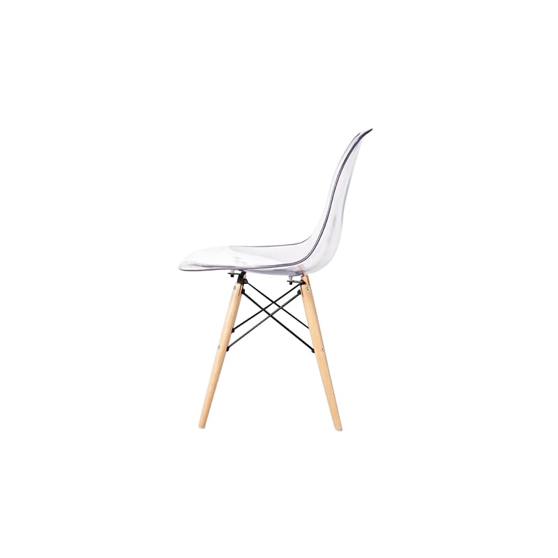 Clear Plastic with Fiberglass Chair Wood with Metal Core Legs (Set of 2)