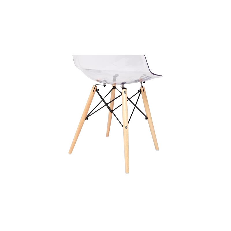 Clear Plastic with Fiberglass Chair Wood with Metal Core Legs (Set of 2)